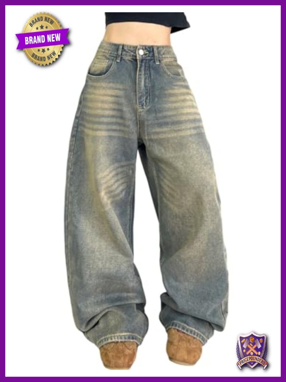 Women Baggy Boyfriend Jeans Loose Fit Wide Leg Denim Pants Streetwear